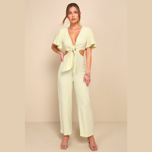 Lulus Pants - Lulus Tie-Front Cutout Jumpsuit Size Small